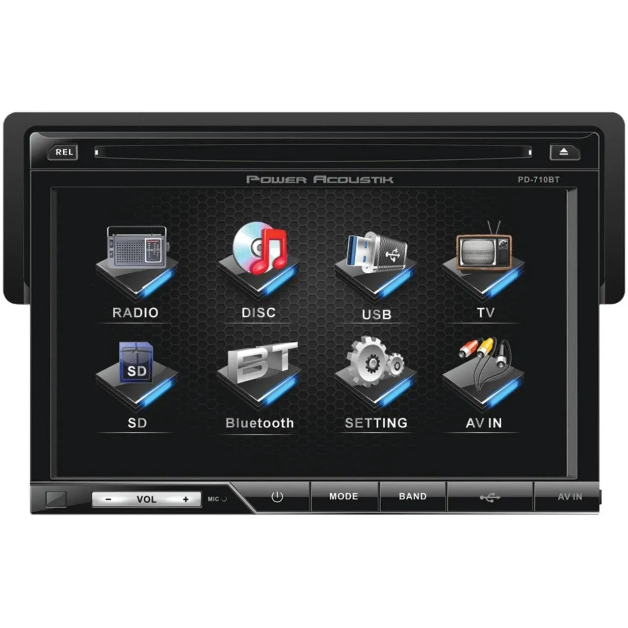 Power Acoustik Pd-710b 7" Single-DIN In-Dash LCD Touchscreen DVD Receiver (with Bluetooth )