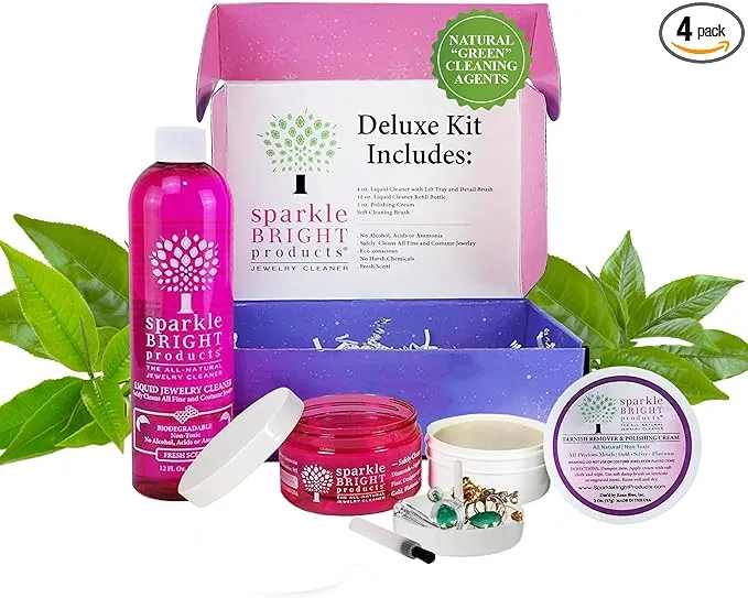 Sparkle Bright Products All-Natural Jewelry Cleaner | Deluxe Gift Box Jewelry ...