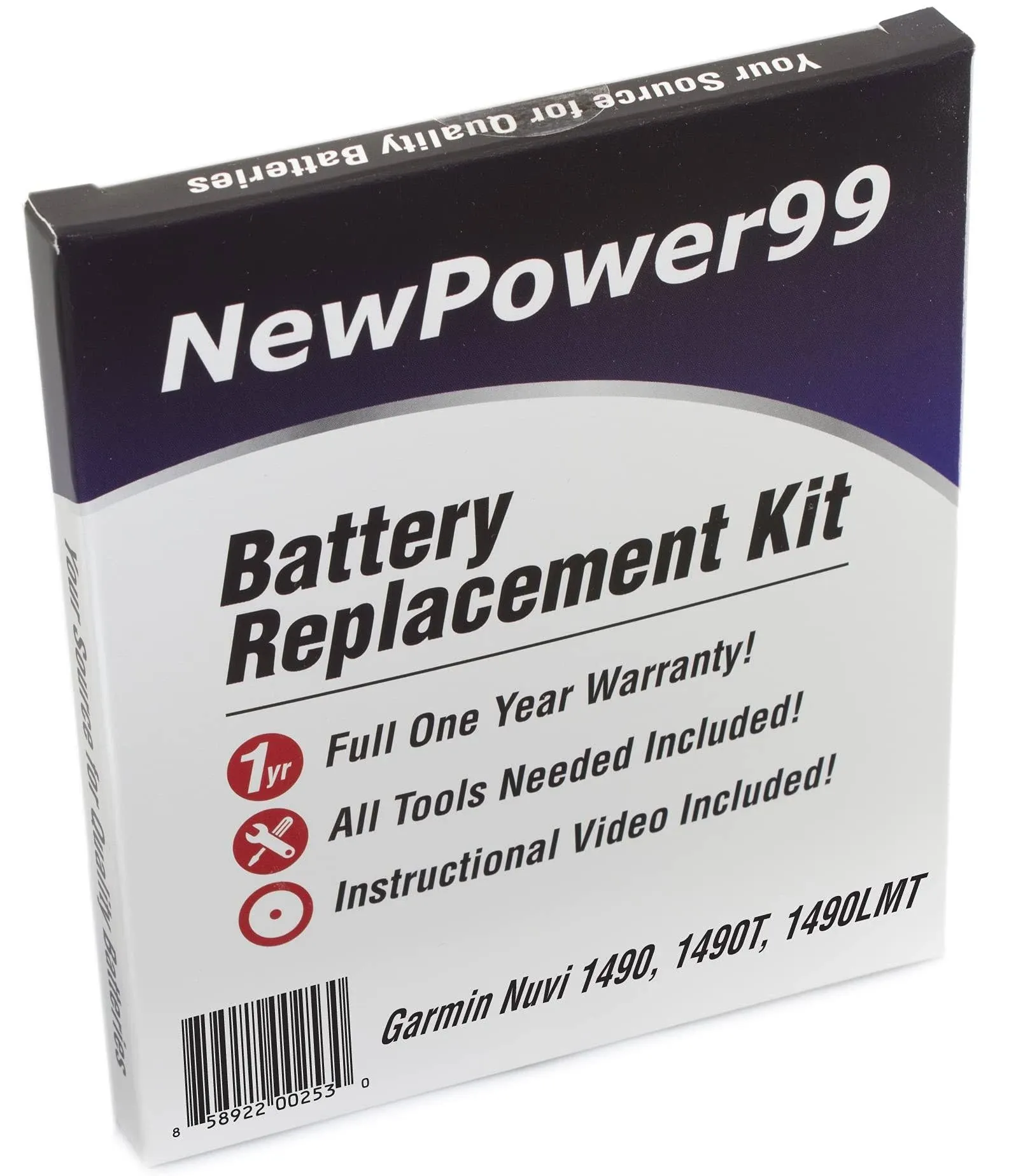 Garmin Nuvi 1490 Battery Replacement Kit with Tools, Video Instructions and Extended Life Battery