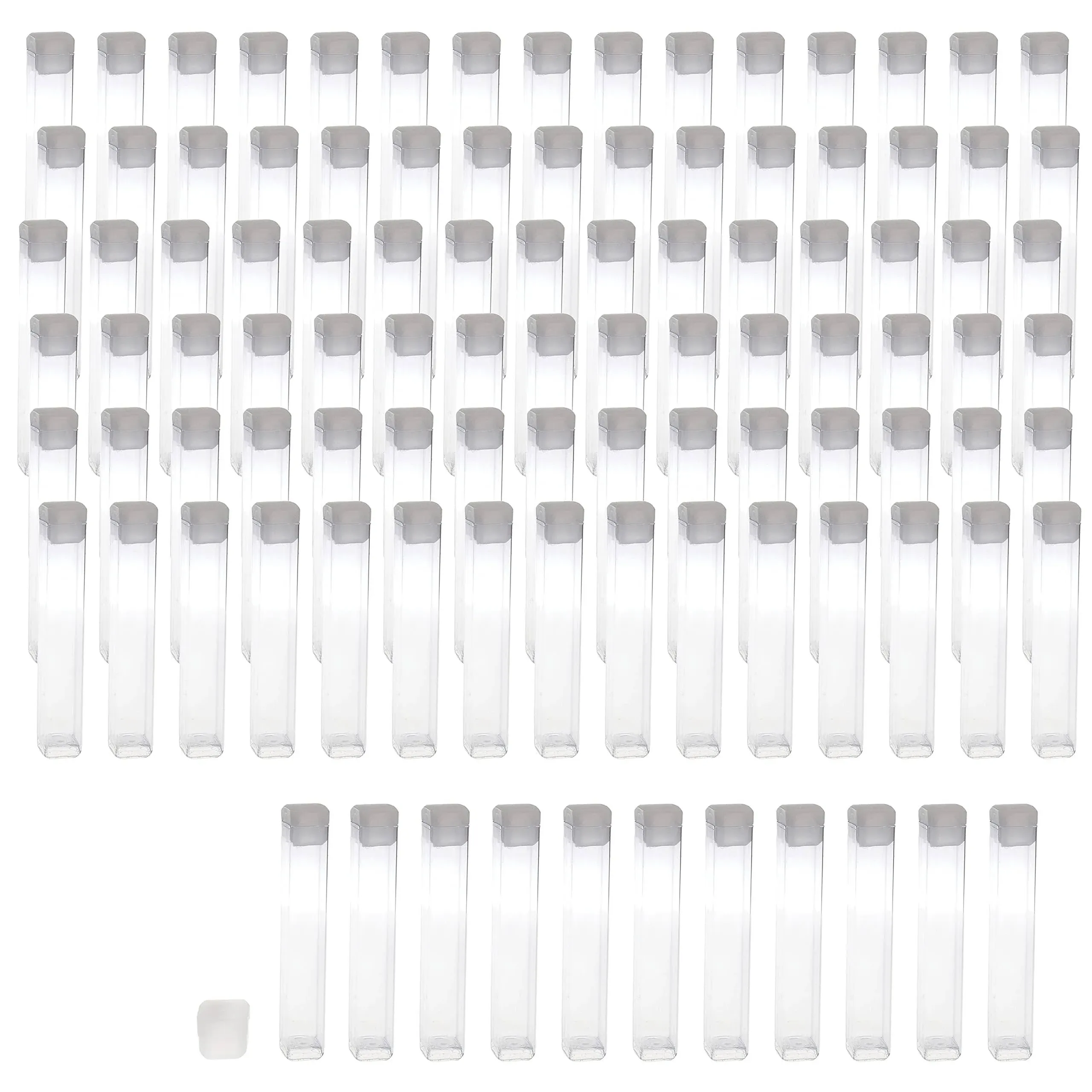 Pack of 100 Square Clear Plastic Storage Tubes 3&quot;