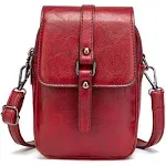 myfriday Vintage Crossbody Phone Bag for Women, Small Leather Shoulder Purse and Handbag with Tassel&Rivet Decoration