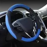 SEG Direct Car Steering Wheel Cover Universal Standard Black and Blue 14.5-15&#034; 