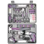 44PCS 4V Cordless Screwdriver Tool Kit Set Pink Color Tools Lady Tools Kit Home Repair Set Toolbox Hand Tool Kit Storage Case Gift Set LADYCRAFT