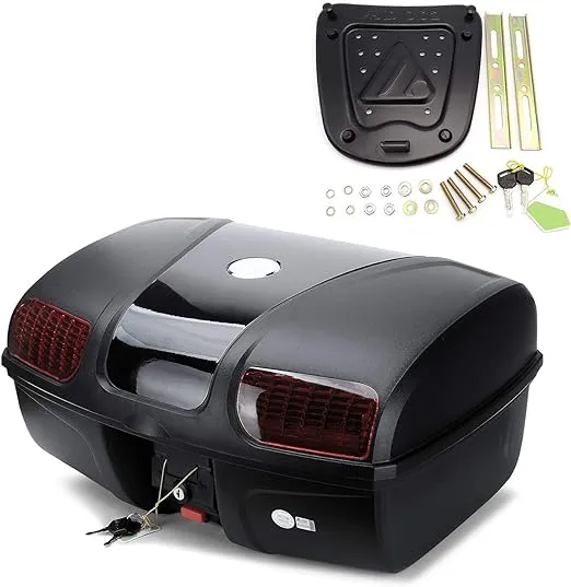 AUTOINBOX Universal Motorcycle Rear Top Box Tail Trunk Luggage Case,47 Litre Hard ...