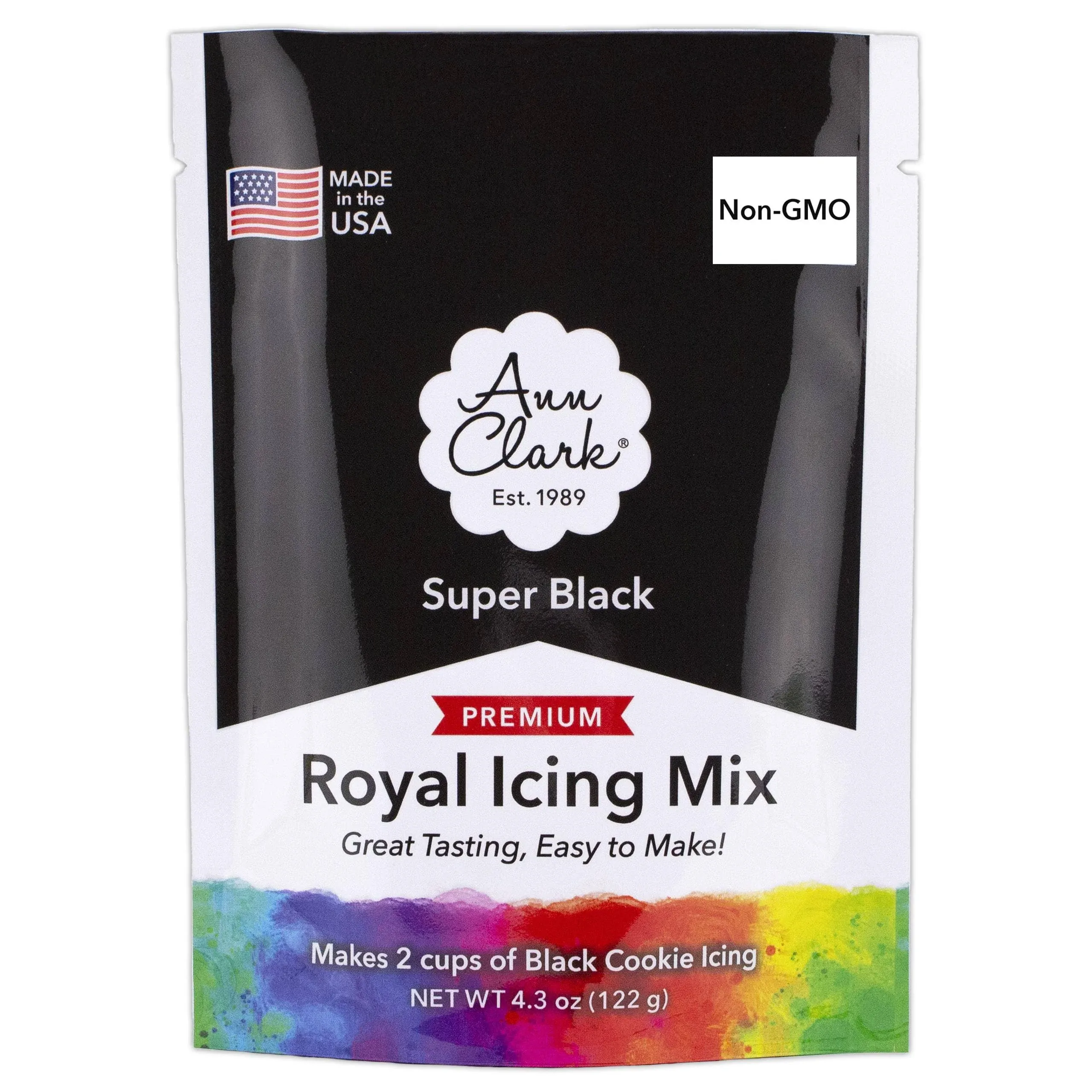 Ann Clark Black Royal Icing Mix 4.3-oz. Pouch Makes 2 Cups Black Cookie Icing