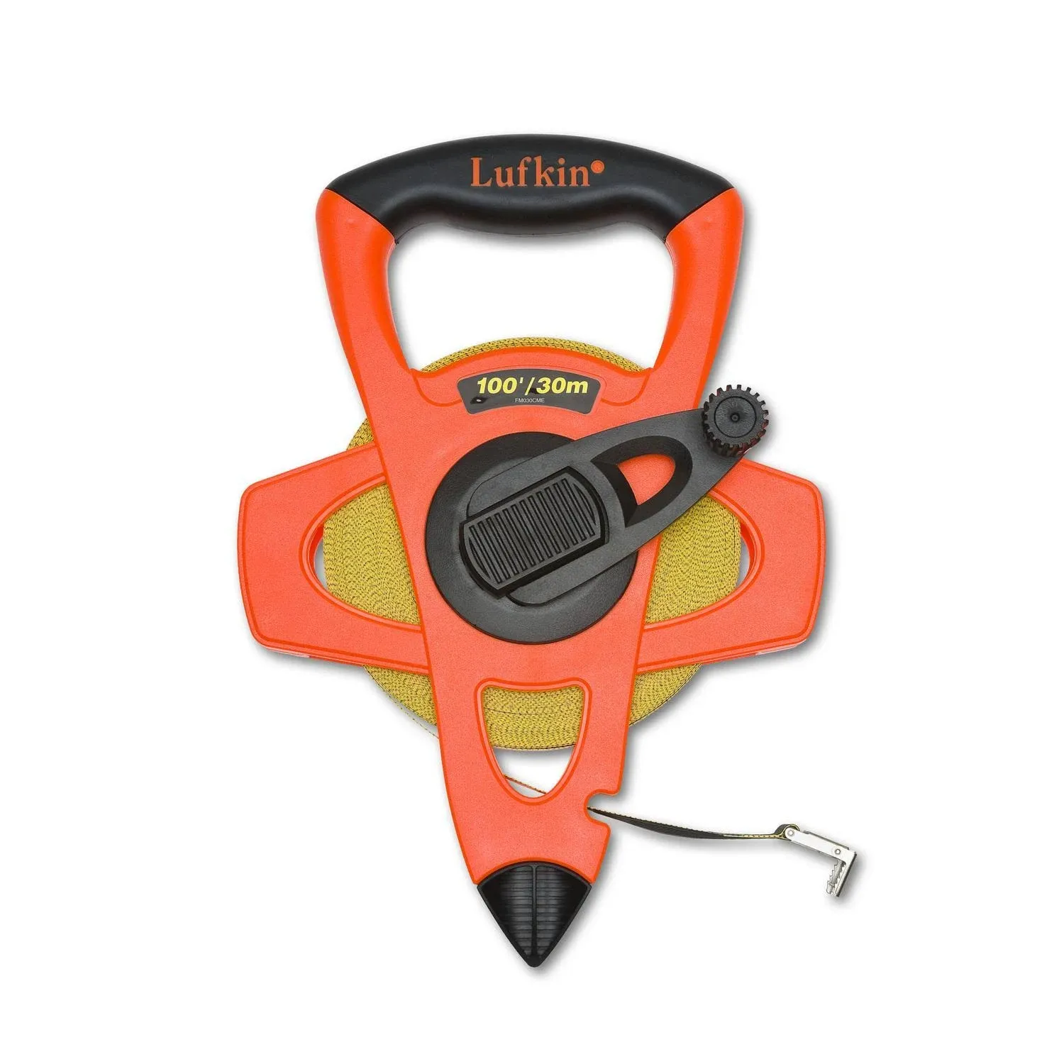 Crescent Lufkin 1/2" x 100' Hi-Viz® Orange Engineer's Fiberglass Tape Measure - FE100D, orange/black