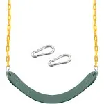 TURFEE Heavy Duty Swing Seat Green Color with 66” Chain, Swing Set Accessories Replacement with Snap Hooks for Kids Outdoor Play Playground Swing,