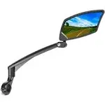 BriskMore Handlebar Bike Mirror, Scratch Resistant Glass Lens, Ajustable and Rotatable Safe Rearview Bicycle Mirror