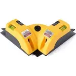 QWORK Right Angle - 90 Degree Horizontal & Vertical Laser Level Line Projection Square Level Laser with Two Suction Cups, Yellow