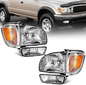 Fits For Toyota Tacoma 2001-2004 Front Chrome Replacement Headlight Assembly Kit