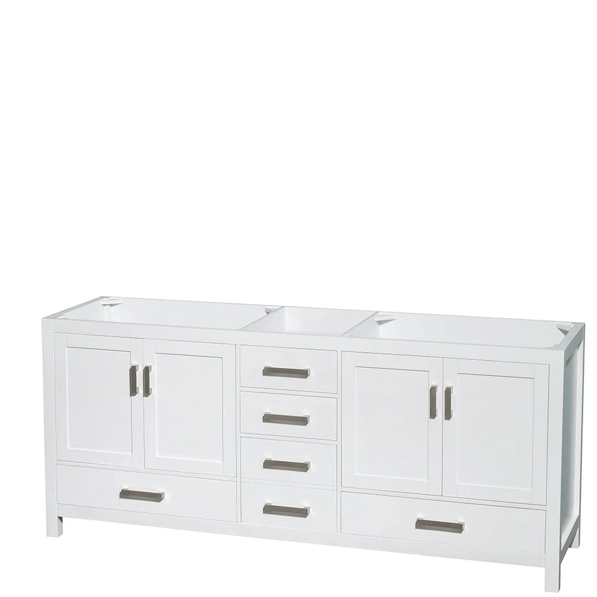 Wyndham Collection Sheffield 80 inch Double Bathroom Vanity in White, No Mirror