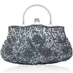 Gets Noble Beaded Sequin Flower Evening Purse Large Clutch Bag Handbag for Women