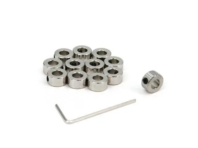 5mm Shaft Collar T5 Lead Screw Lock Ring Carbon Steel with Nickle Plated Material Isolation with M3 Screws for 3D Printer Parts,12pcs/Pack (Silver-5MM)