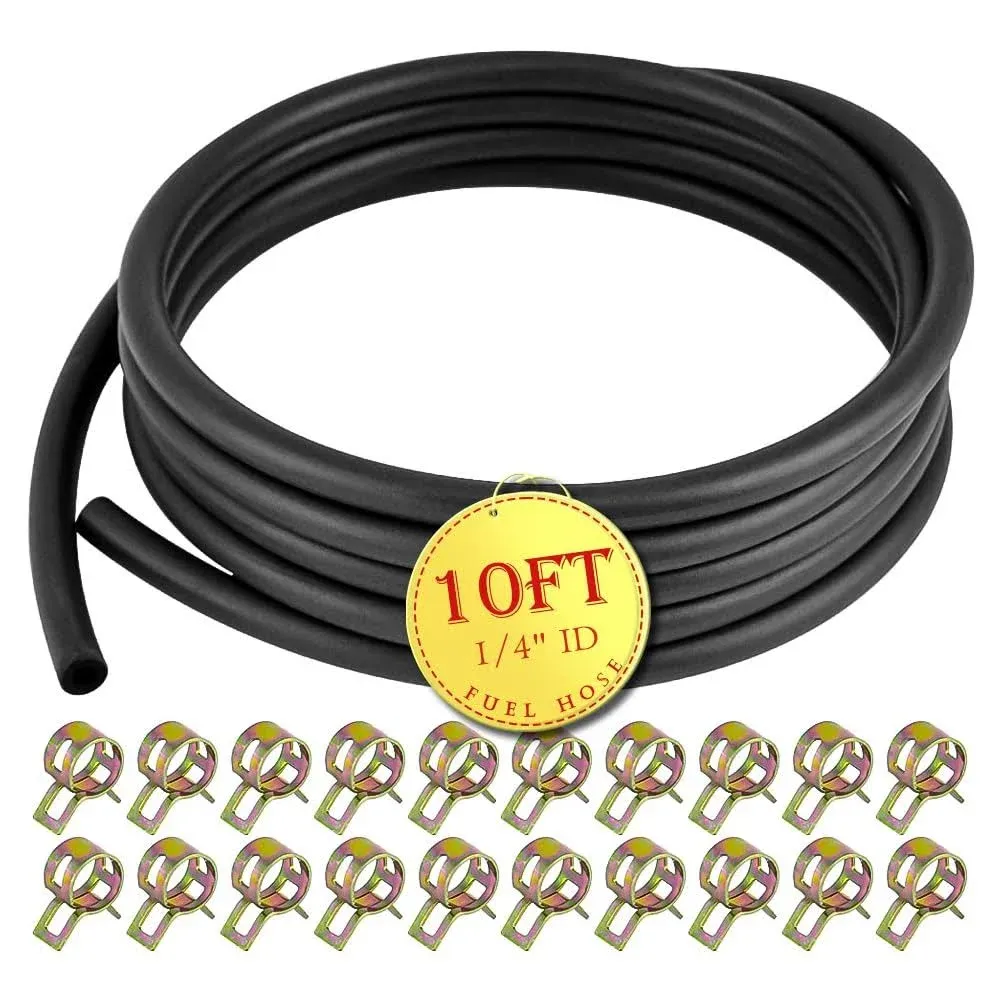 1/4In Gas Fuel Line Hose with 20PCS Hose Clamps 10FT For Small Engines CA1 E4