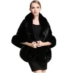 BEAUTELICATE Women's Faux Fur Shawl Wrap Stoles for Bridal Wedding Dresses-S64 Black