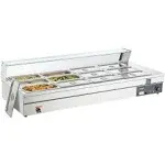 VEVOR 12-Pan Commercial Food Warmer, 12 x 8QT Electric Steam Table with Tempered Glass Cover, 1800W Countertop Stainless Steel Buffet Bain Marie 86-185°F Temp Control for Catering, Restaurant, Silver