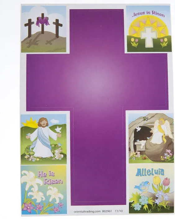 He Lives Cross Stickers, pack of 12 sheets