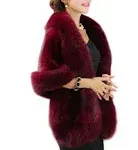 Old Dird Old Dlrd Women's Winter Faux Fur Wrap Coat Wedding Bride Cloak Cape Shawl for Evening Party