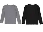  boys Premium 2-pack Thermal Waffle Crew Top 10-12 Black/Heather Greystone