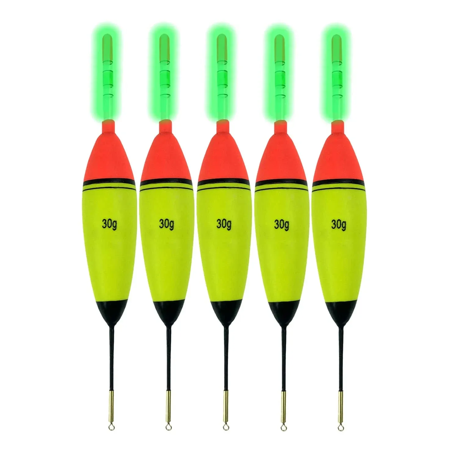 QualyQualy 5 Pcs 30g Eva Floats + 10pcs Fishing Glow Sticks Long Vertical Buoy Luminous