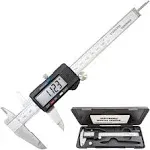 Steel 6-Inch Digital Caliper with Extra-Large LCD Screen with Battery and Case