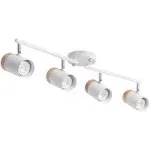 Adjustable Track Lighting Kit, 4-Lights Ceiling Light with Metal and Wood Shade