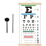 Generic Snellen Eye Chart, Eye Charts for Eye Exams 20 Feet with Wooden Frame 11x22 Inches, Canvas Low Vision Eye Test Wall Chart with Eye Occluder