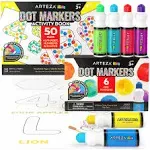 Arteza Kids Dot Markers 75ml, Alphabet/Numbers/Shapes Book, 7 Pieces