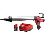 Milwaukee M12 20oz. Caulking and Adhesive Gun Kit, Aluminum Barrel/Sausage