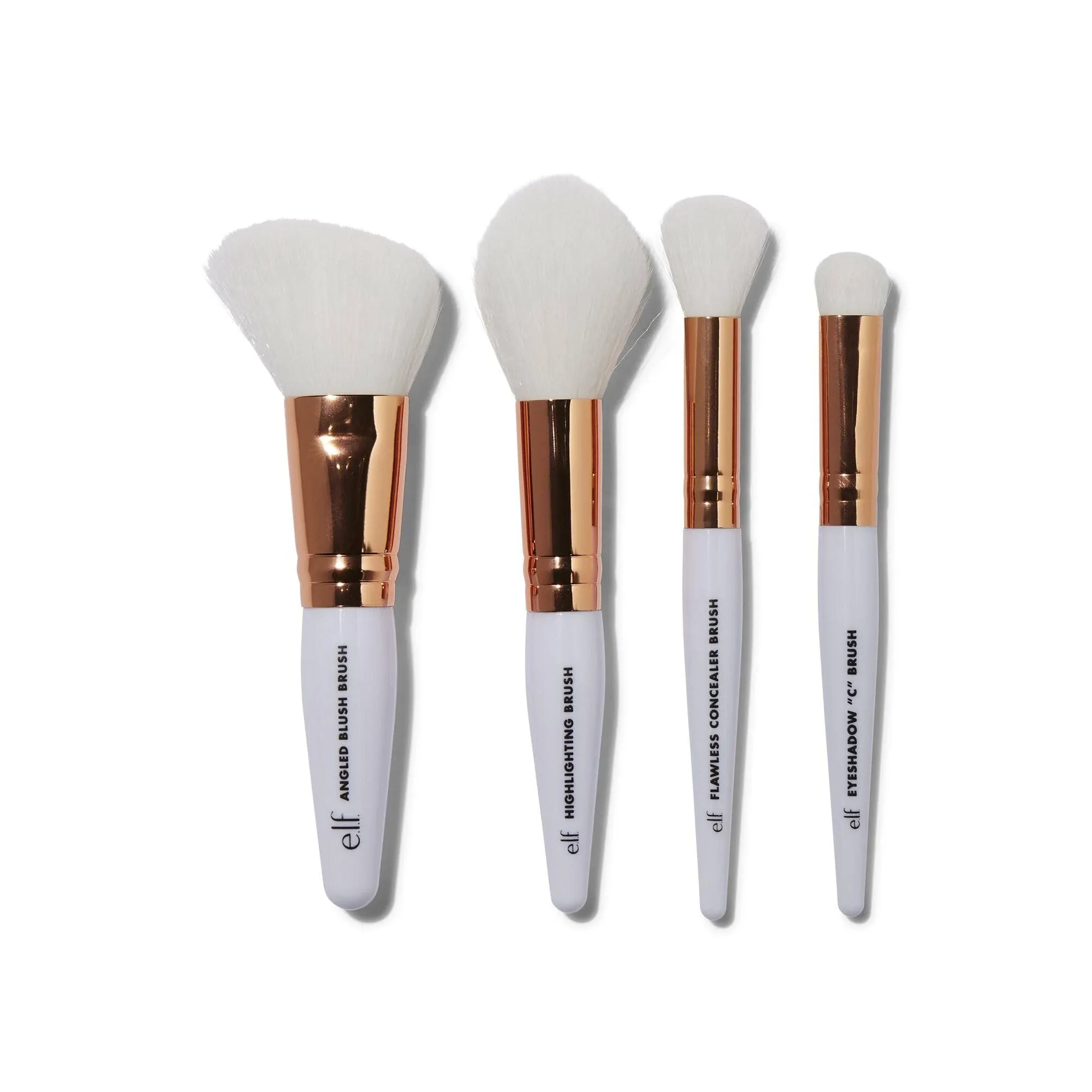 Elf 4 Piece Travel Makeup Brush Kit Set #84110 Angled Highlighter Eyeshadow