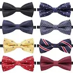 AUSKY 8 PACKS Elegant Adjustable Pre-tied Bow Ties for Men Boys (1&4&5&6&8 Pack for option)