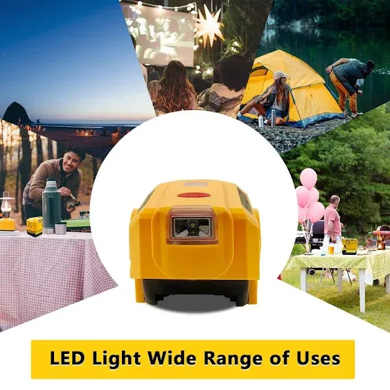 200W Power Source Supply Powered by Dewalt 20V Max Li-ion Battery Power Inverter Portable Power Station w/LED Light & USB & Type-C & 120V AC Outlet