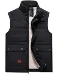 Flygo Men's Winter Warm Outdoor Padded Puffer Vest Thick Fleece Lined Sleeveless Jacket