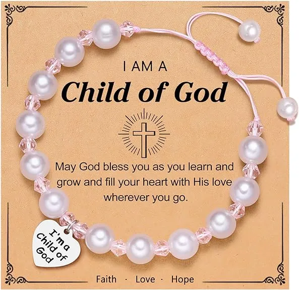 UNGENT THEM Baptism First Communion Gifts for Girls Charm Bracelets Christian 