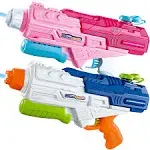 2 Pack Super Water Gun Water Blaster 1200CC High Capacity Water Soaker Blaster Squirt Toy Swimming Pool Beach Sand Water Fighting Toy (Pink & Blue)