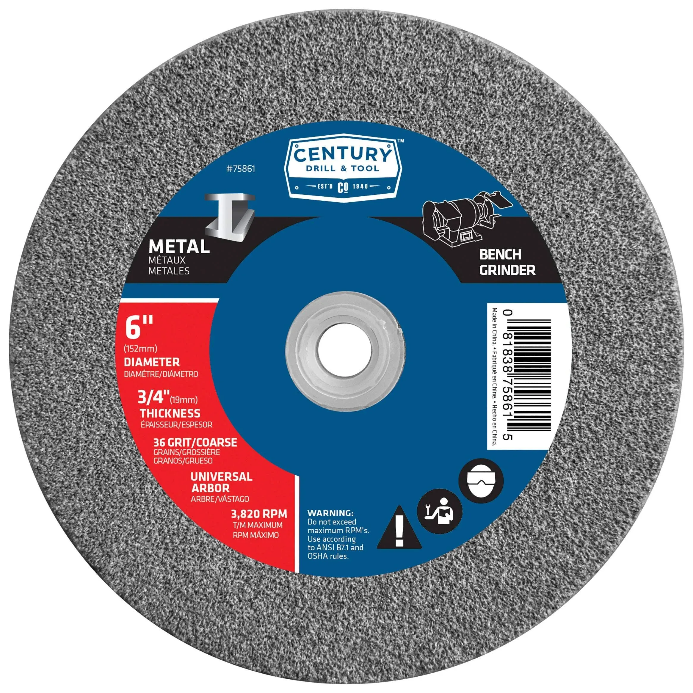 Century Drill & Tool 75861 6 x 3/4" Coarse Grinding Wheel