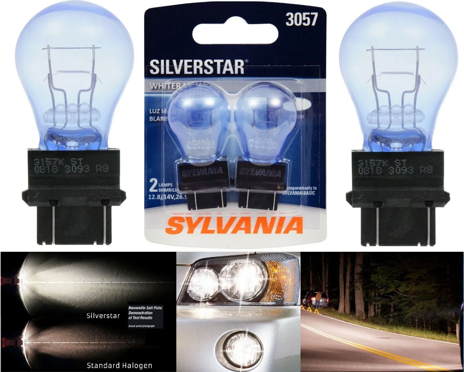 Sylvania Silverstar 3057 26.9/6.7W Two Bulbs Rear Turn Signal Replace Lamp OE