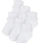 NEW The Children‘s Place Laced Cuffed Socks in White - Large (shoe sz 3-6)