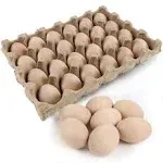 SallyFashion 24 PCS Unpainted Wooden Eggs Fake Eggs for Children DIY Game, Kitchen Craft Adornment, Toy Foods