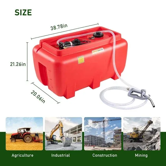 52 Gallon Gasoline Tank, Portable Gas Tank with 12V Electric Fuel Transfer Pump, Gasoline & Diesel Transfer Tank with 13ft Electric Wire & 3 Gears Padlock Manual Fuel Nozzle (Red)