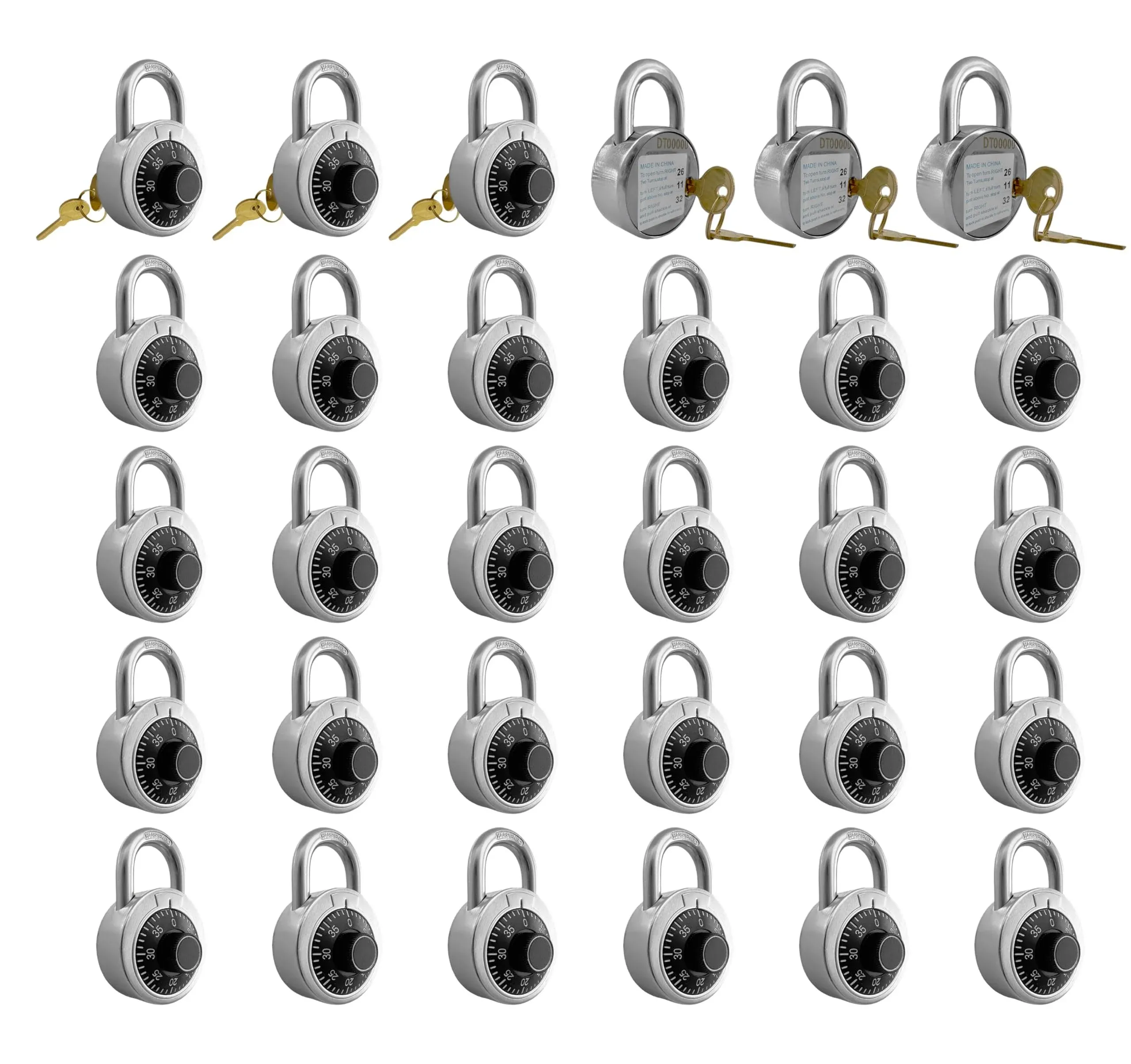 Combination Padlock with Key, 30 Pack 12 Keyed Alike Matching Key, Combinatio...