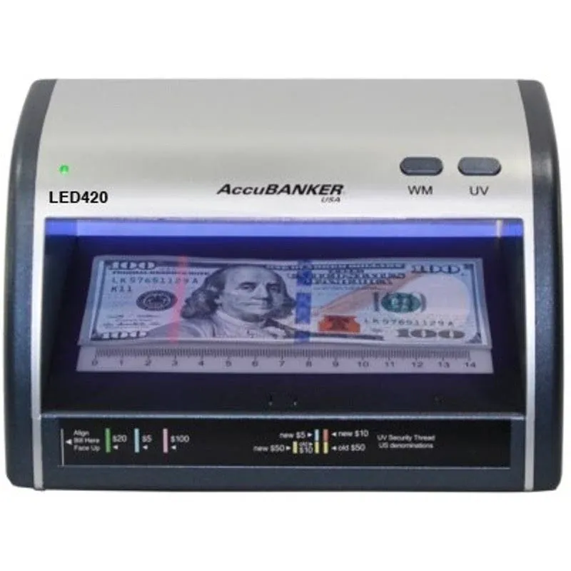 AccuBANKER LED420 3-Point Cash Card Counterfeit Detector UV Detection, UL Listed