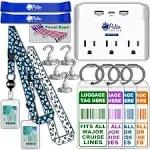 Cruise Essentials 2024 Must Haves - Cruise Luggage Tags Holder, Cruise Approved Non-Surge Power Strip, Magnet Hooks, Lanyard, Towel Bands. Cruise Accessories for All Cruise Lines