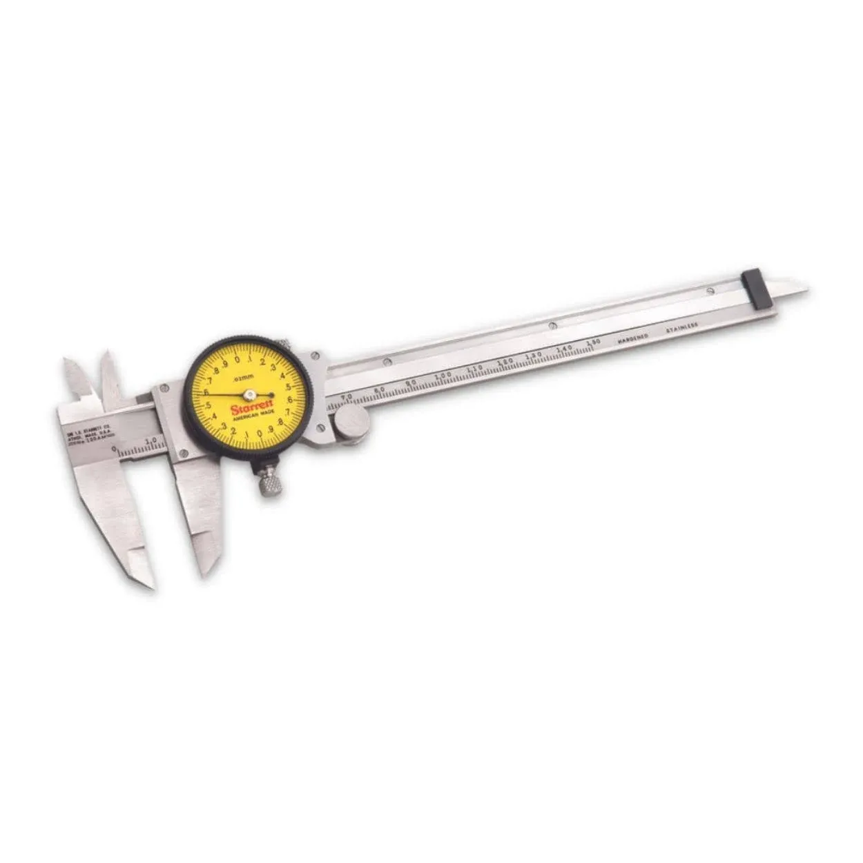 120 Series Dial Slide Calipers for Accurate Measurement with Fitted Plastic Case - Yellow Face, 0-150mm Range, 0.02mm Graduations, +/-.03mm Accuracy - 120AM-150