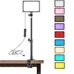 1 Pack LED Desk Key Light Video Light with C-Clamp Stand 9 Color Filters Studio Photography Lighting for Video Recording Conference Low-Angle Shooting Zoom Streaming YouTube