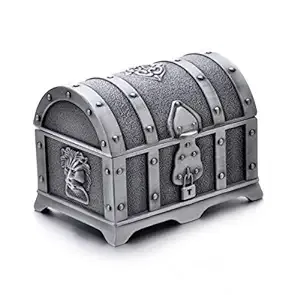 Rectangle Vintage Metal Treasure Chest Trinket Jewelry Box Gift Box Ring Case