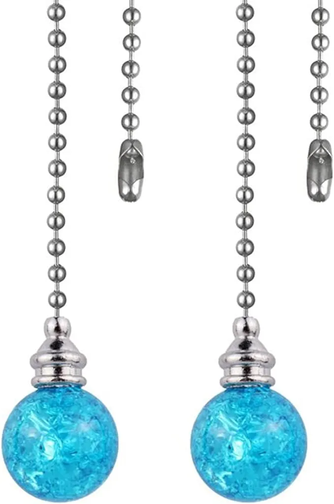 UD Ceiling Fan Pull Chain,2Pcs Pull Chain Crystal Glass Cracked Ball Pull Chain ...