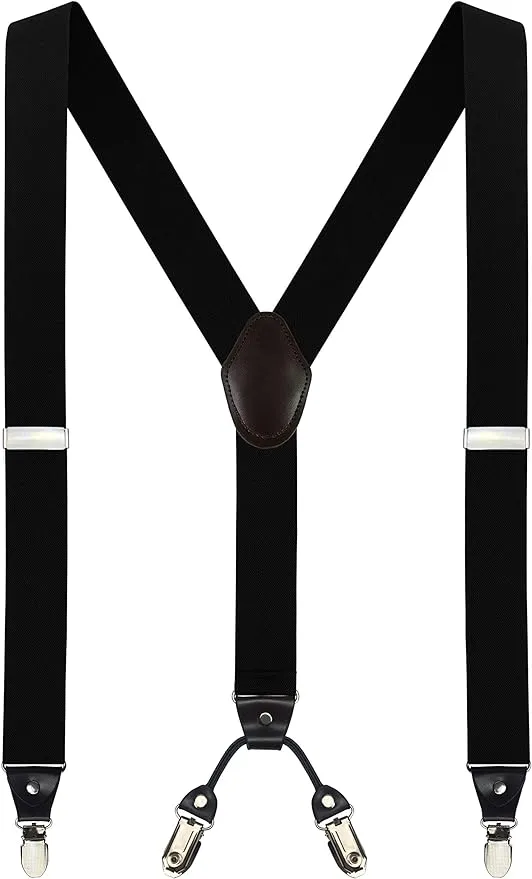 Moulen Men's Y-Back 1.4 Inches Wide 4-Clips Adjustable Suspenders