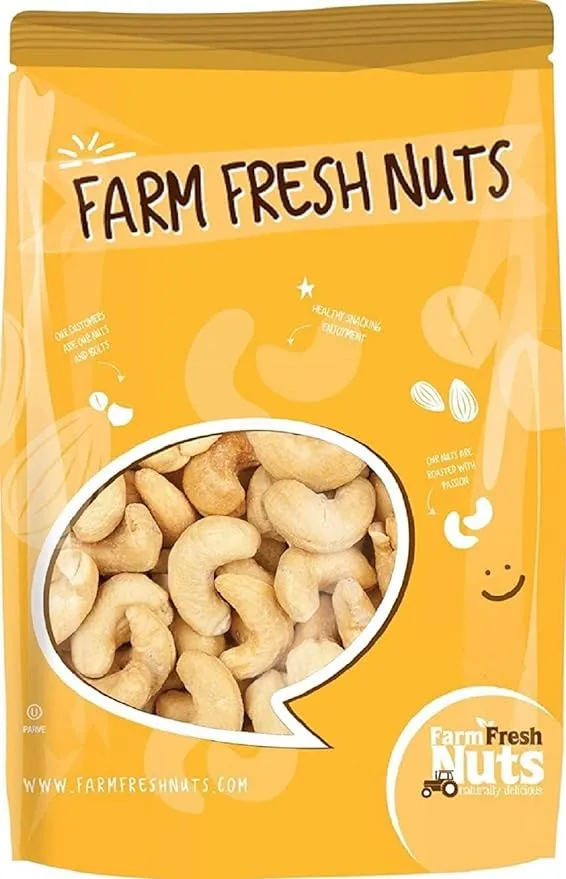 Freshly Roasted Salted Cashews with Sea Salt (2 lbs.) - Small Batch Roasted for Added Freshness - Naturally Delicious - Perfectly Crunchy - Farm