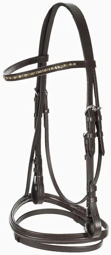 HORZE Weston Padded Leather Snaffle Bridle with Flash Noseband and Web Reins | English Bridle for Horses